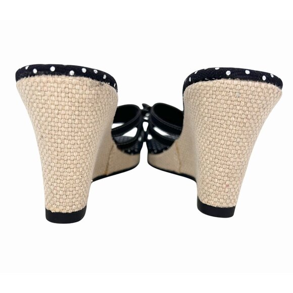 NWOT HUSH PUPPIES SOFT STYLES NAVY BLUE WHITE POLKA DOT WEDGE SANDALS 7.5 - Picture 8 of 9